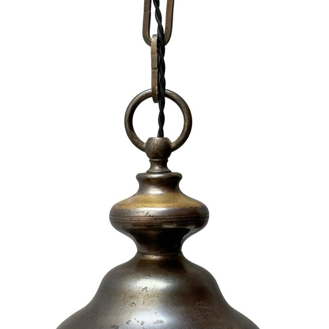 Art Nouveau Patinated Brass Hall Lantern, 1900s For Sale - Image 9 of 14