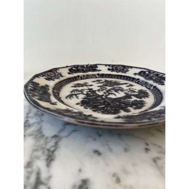Mid 19th Century Ironstone Black Toile Decorative Plate and Wall Hanger - Stamped For Sale - Image 5 of 6