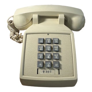 1970's Itt Beige Push Button Desk Telephone Retro Landline Phone For Sale