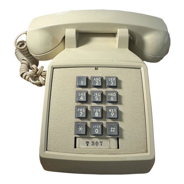 1970's Itt Beige Push Button Desk Telephone Retro Landline Phone For Sale