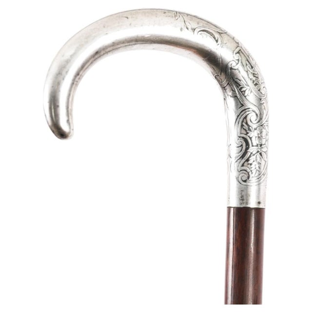 Antique French Silver Walking Cane Stick, 1800s For Sale - Image 12 of 12