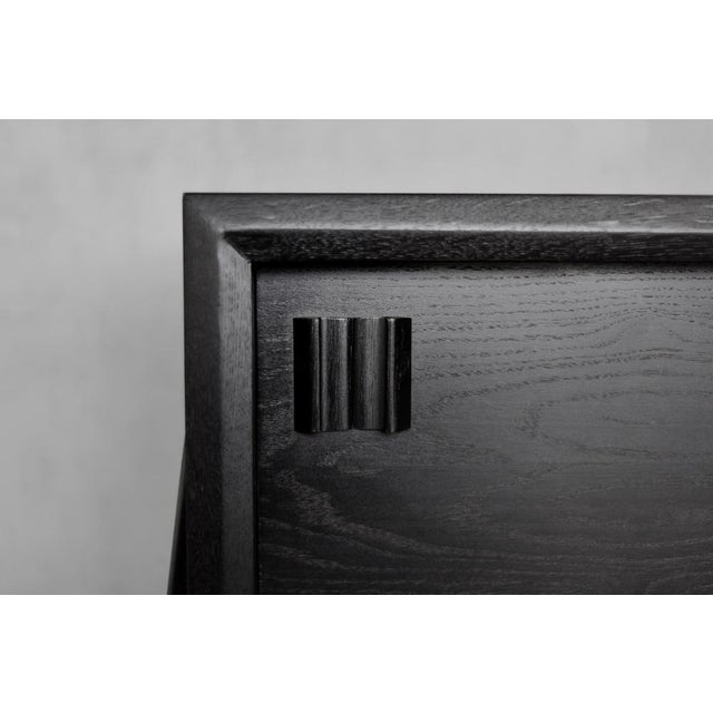 Mid-Century Scandinavian Modern Dark Oak Sideboard with Wooden Handles, 1960s For Sale - Image 4 of 18