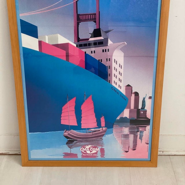 2000 - 2009 Paquebot French Line Cargo Ship Poster by Richard Roussel For Sale - Image 5 of 6