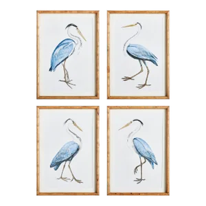 Elegant Blue Heron Prints, Set Of 4