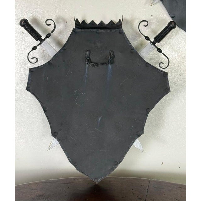 Gothic Pair of Vintage Iron Heraldic Wall Plaques For Sale - Image 3 of 12