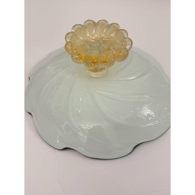 Mid-Century Modern Vintage Murano Style Millefiori Art Glass Bowl- Handblown Italian Ruffled Edge Centerpiece in Smoky Gray For Sale - Image 3 of 4
