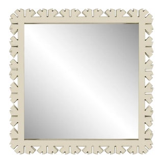 Fleur Home Audubon Bamboo Sticks Square Mirror in Delaware Putty, 31.5x31.5 For Sale