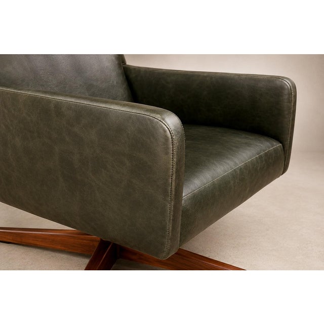 “Holperin” Executive Armchair in Green Leather & Brazilian Rosewood, Sergio Rodrigues for Oca, Brazil, 1962 For Sale - Image 10 of 18