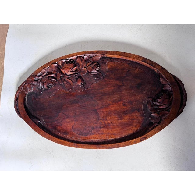 French Art Nouveau Platter in Wood, 1930 For Sale - Image 13 of 16
