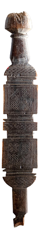 Vintage Berber Hand-Carved Wooden Tent Peg Wall Sculpture
