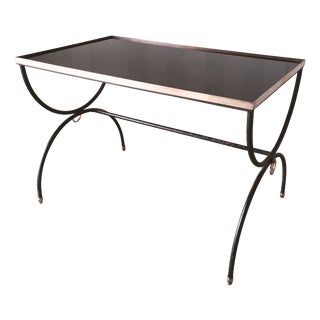 Modernist Metal and Glass Coffee Table in the style of Jacques Adnet, 1960s For Sale