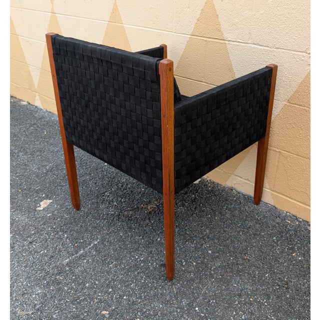 Mid 20th Century Vintage Shaker Style Armchair With Hand-Woven Canvas Checkerboard Seat For Sale - Image 5 of 10