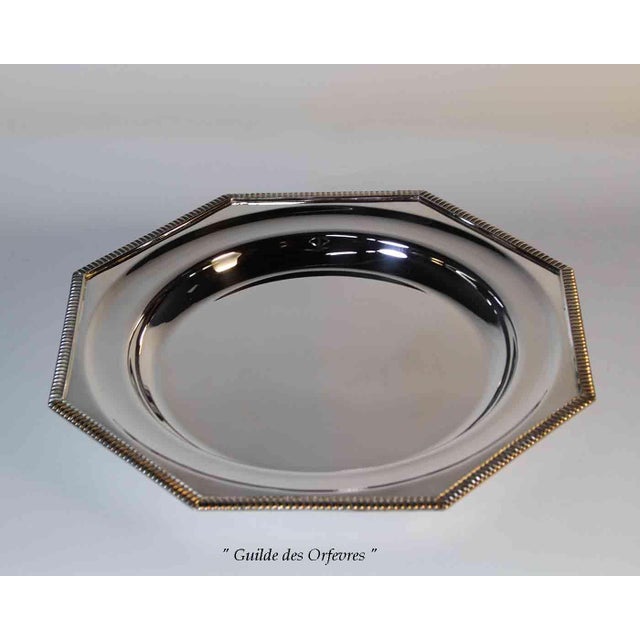 Reference # FC 706 Photo 162 Description: Silver Octagonal Round Platter 16 in. with Gadroon Applied Border Pattern :...
