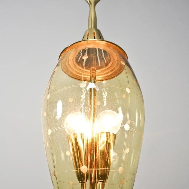 Three-Light Glass & Brass Hallway Lantern from Fontana Arte For Sale - Image 9 of 11