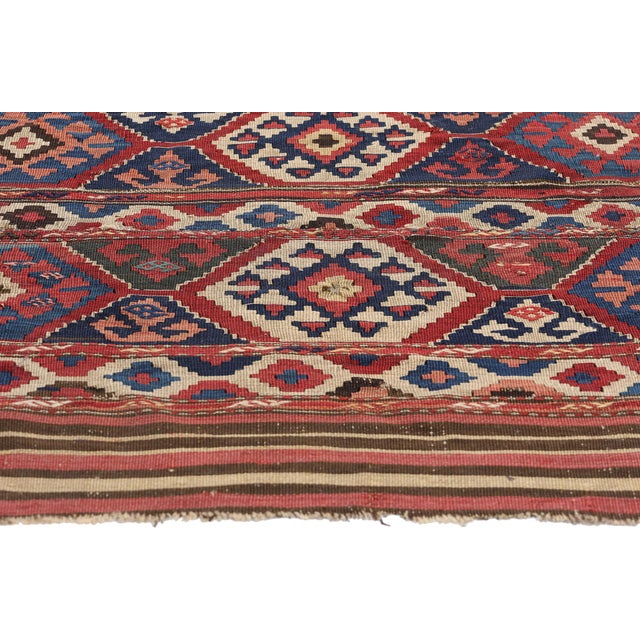 1880's Distressed Antique Caucasian Shirvan Kilim Rug - 02'11 X 03'06 For Sale - Image 4 of 9