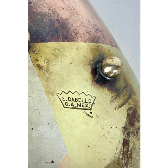 Copper 1970s Mid Century Modern E. Cabello Mexican Mixed Metal Footed Dish For Sale - Image 8 of 8
