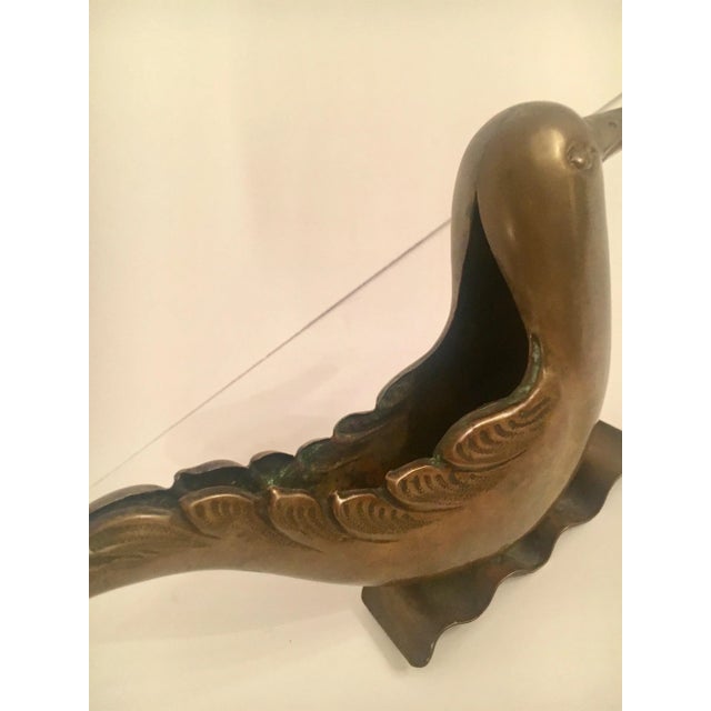 Mid-Century Brass Bird Urn Vase For Sale - Image 5 of 6