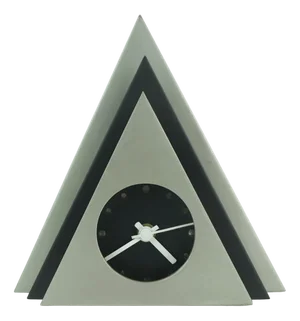 Postmodern Style Black and Silver-Gray Metal Table Clock, 1980s