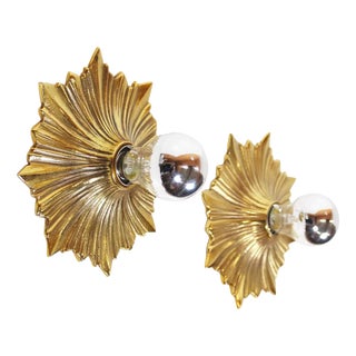 Mid-Century Bronze Sunburst Wall Sconces, Germany, 1950s, Set of 2 For Sale
