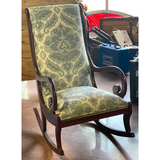 1960s Upholstered Cherry Rocking Chair | Chairish
