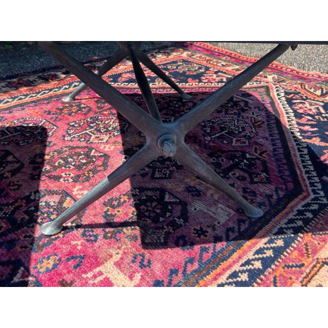 Metal Vintage Iron X Base Blue Suede Benches - a Pair For Sale - Image 7 of 10