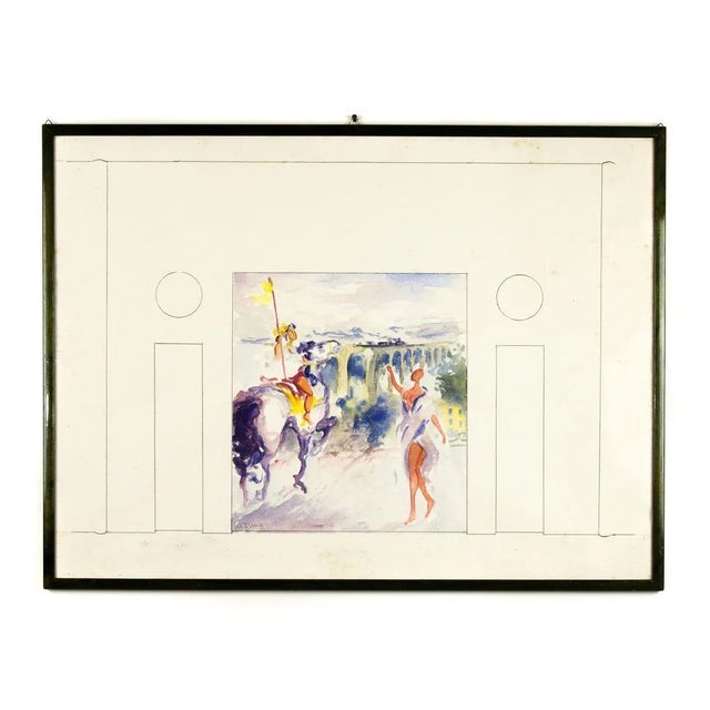 Knight and Girl is an original lithograph realized by Vito Alghisi in 1999. Watercolor on Paper. Good conditions,....