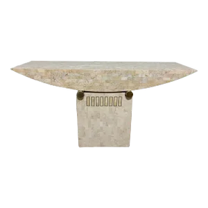 Mailtand Smith Style Tessellated Fossil Stone Console or Altar Table
