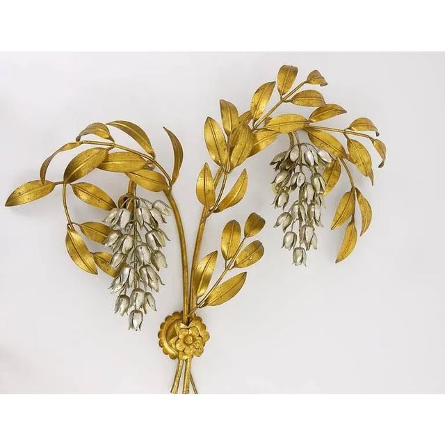 Gilt Metal Palm Tree Wall Light in Maison Jansen Style by Hans Kögl, Germany, 1970s For Sale - Image 6 of 11