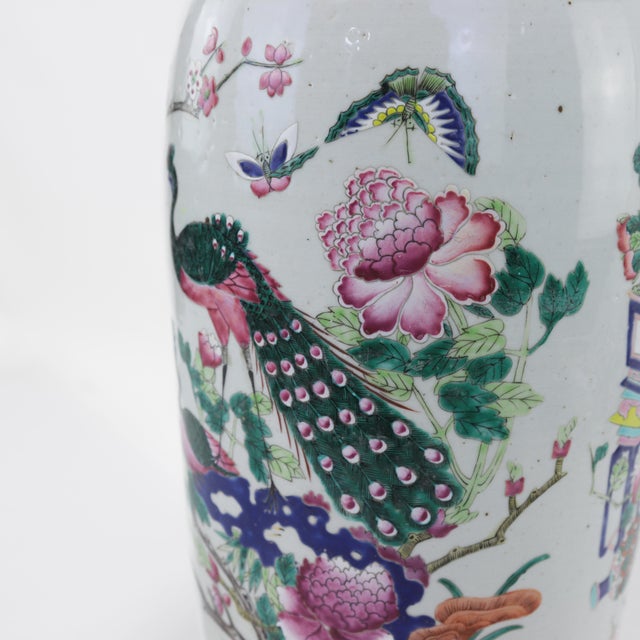 Chinese Famille Rose Porcelain Palace Vase With Scholar’s Objects For Sale - Image 10 of 12
