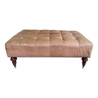 Late 20th Century George Smith Style Tuffed Leather Ottoman For Sale