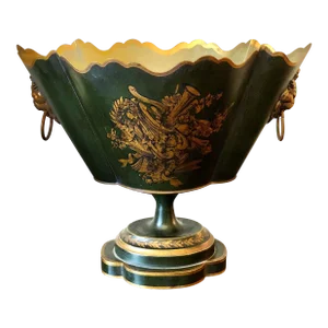 Vintage French Tole Painted Centerpiece Urn