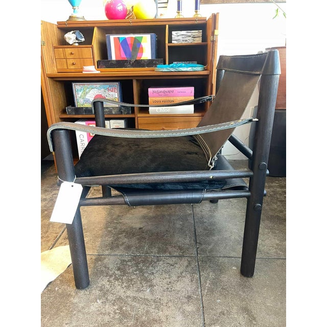 Leather Chair With Shearling Seat For Sale In Los Angeles - Image 6 of 10