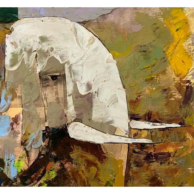 Abstract 1980s Hovik Expressionist Oil Painting on Canvas of an Elephant For Sale - Image 3 of 7