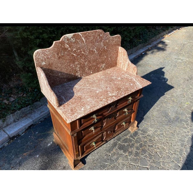 Antique Marble Wash Basin Cabinet For Sale - Image 4 of 9