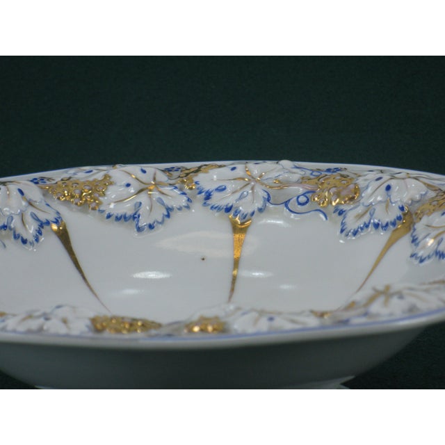 Ceramic Mid 19th Century KPM Porcelain Neoclassical Bow & Arrow, Grapes & Leaves Bowl, Hand Painted Gold & Blue Accented For Sale - Image 7 of 14