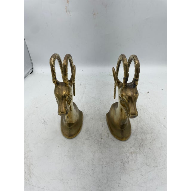 Brass Antelope Bookends For Sale - Image 4 of 5