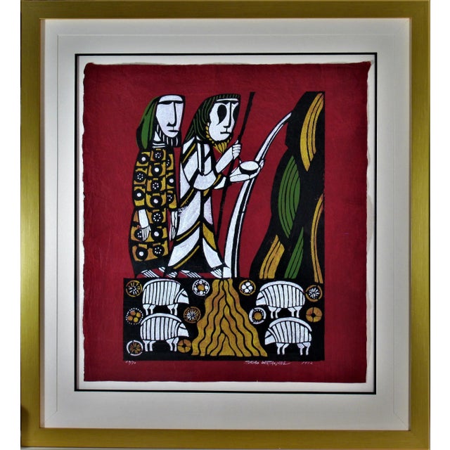 Green Sadao Watanabe, Moses Smiting the Rock of Meribah, Exodus, 1972 For Sale - Image 8 of 8