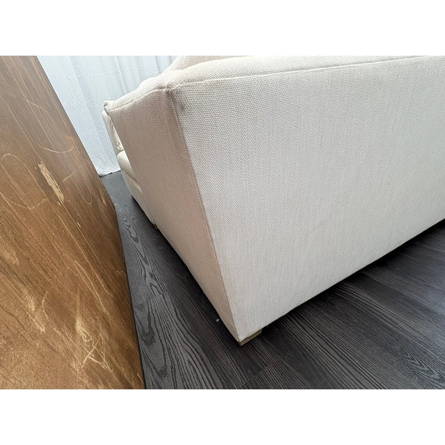 Linen Rh Belgian Classic Slope Arm Bench-Cushion L-Sectional | Down | Perennials® Performance Textured Two-Tone Linen – Natural For Sale - Image 8 of 18