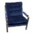 Vintage 1970s Chrome Blue Velvet Lounge Chair in the Style of Cy Mann Milo Baughman For Sale