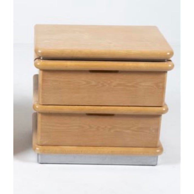 Contemporary 1980s Jay Spectre for Century "Eclipse" Cerused Oak Nightstands - A Pair For Sale - Image 3 of 5