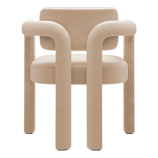 Double Arch Dining Chair in Beige Cotton Velvet from Insidherland For Sale