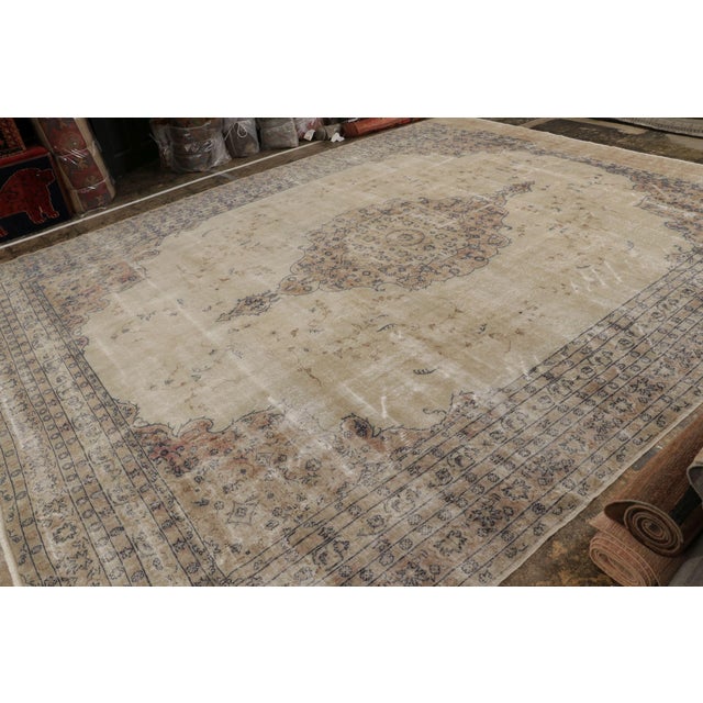 Rug & Kilim Antique Turkish Kayseri Rug, Beige-Brown Medallion and Florals - Rug & Kilim For Sale - Image 4 of 8