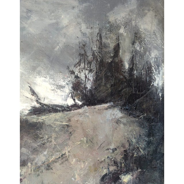 Mid-Century Modern 'Storm's Edge' Vintage Original Swedish Expressive Landscape Oil Painting, Framed For Sale - Image 9 of 10