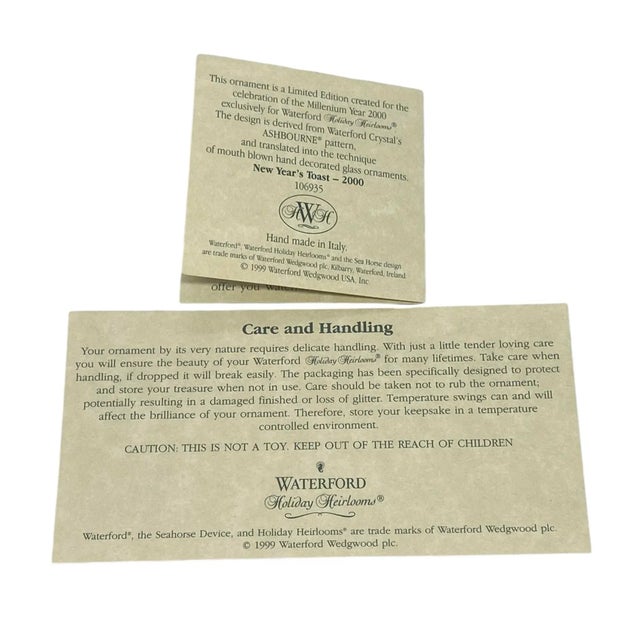 Waterford Holiday Heirlooms Ornament New Years Toast 2000 Champagne Glass For Sale - Image 10 of 12