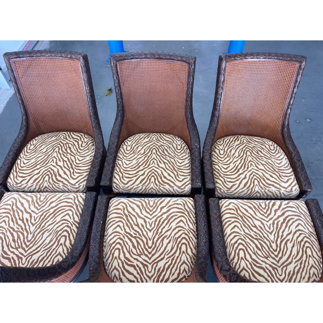 Palm Beach Double Cane Rattan Dining Chairs by Artistica, Set of 6 | Naples Style For Sale - Image 10 of 12