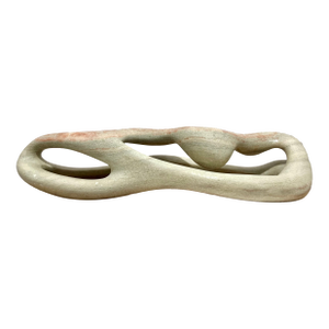 Large Biomorphic Abstract Stone Sculpture “Driftwood” Signed e.f. 1994 – Organic Modern Studio Art on Oak Base