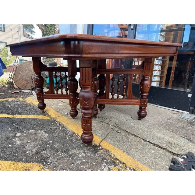 Victorian Walnut Carved Extension Dining Table With 2 Leaves, 19th Century For Sale - Image 9 of 13