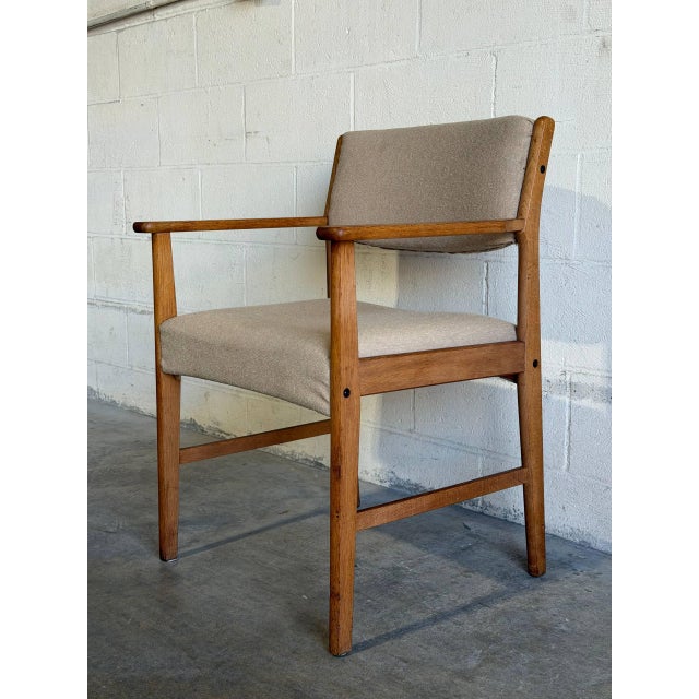 Oak Armchair With Upholstered Seat Danish Mid-Century Modern Vintage For Sale - Image 9 of 11