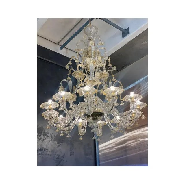 Floral Venetian Ca Rezzonico Gold Chandelier in Murano Glass For Sale - Image 9 of 13
