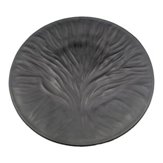 Art Deco Lalique Crystal France Algues Noir Tree of Life Plate - 11" - Signed For Sale
